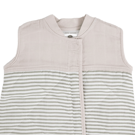 Cotton Muslin Quilted Sleep Bag - Grey Stripe - HoneyBug 