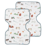 Cotton Muslin Burp Cloth 2 Pack - Farmyard - HoneyBug 