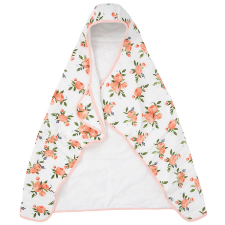 Toddler Hooded Towel - Watercolor Roses - HoneyBug 