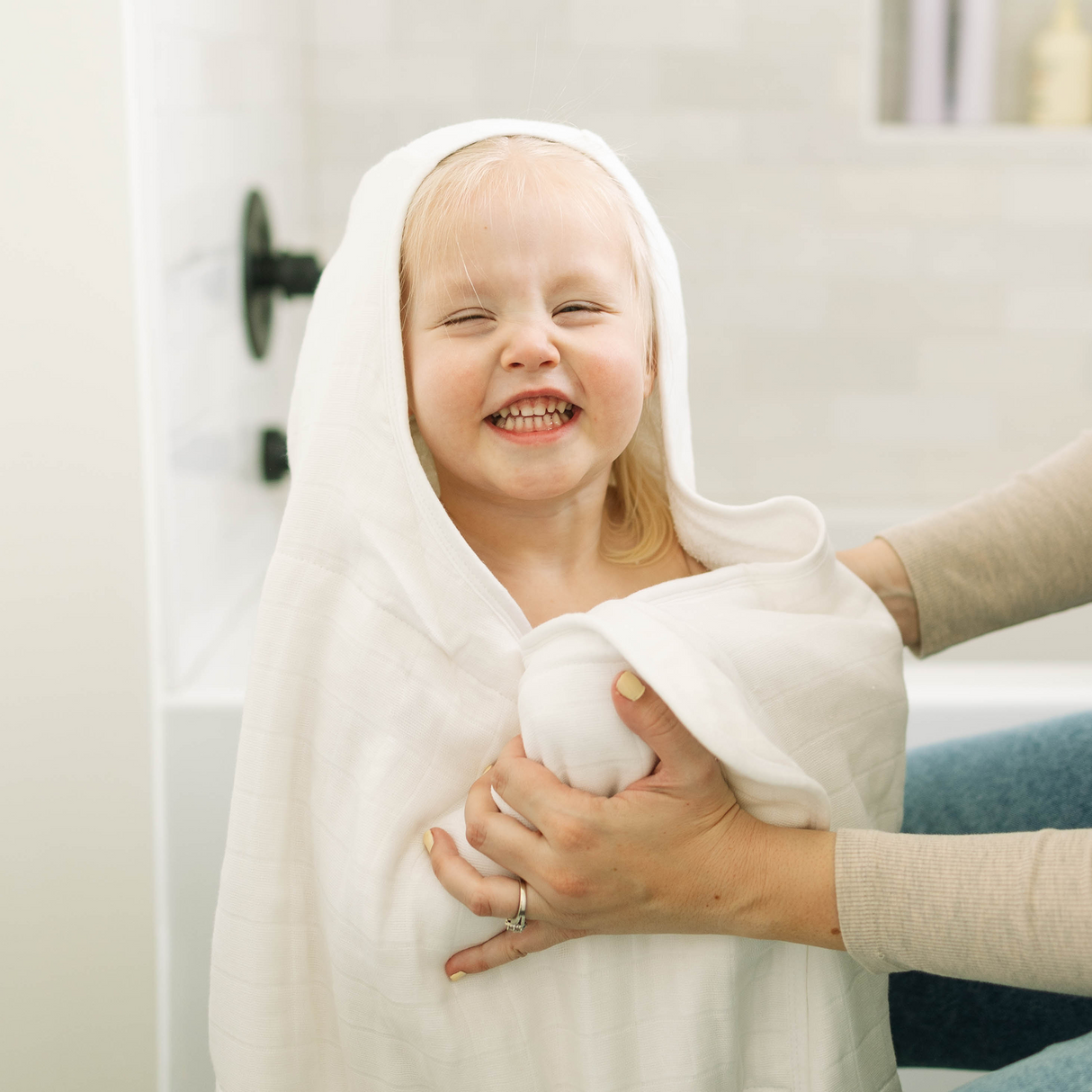 Toddler Hooded Towel - White - HoneyBug 
