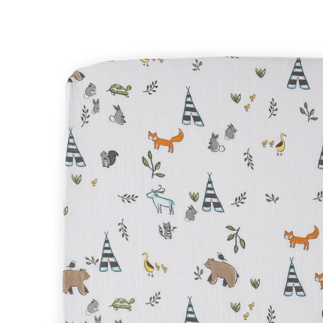 Cotton Muslin Crib Sheet - Forest Friends - HoneyBug 