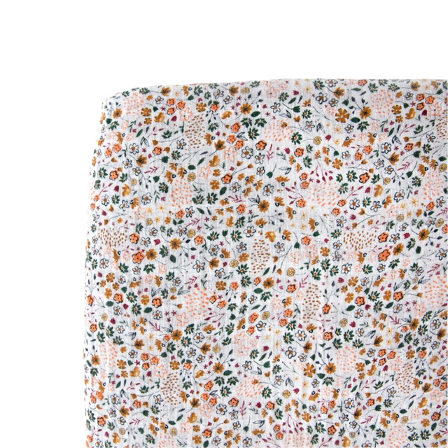 Cotton Muslin Crib Sheet - Pressed Petals - HoneyBug 