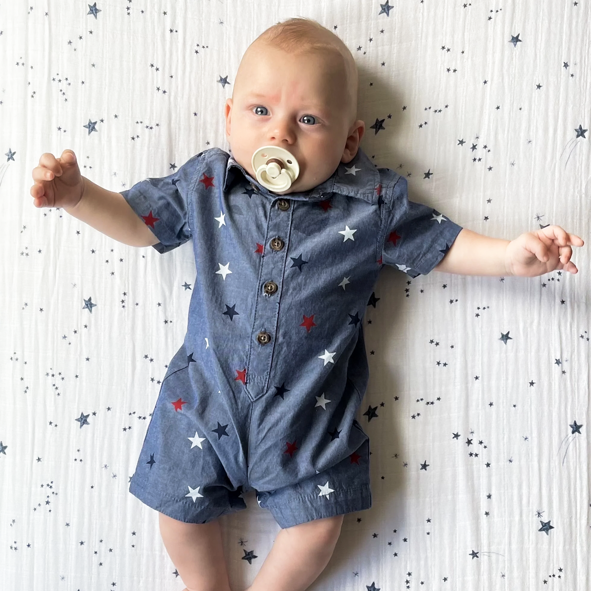 Cotton Muslin Crib Sheet - Shooting Stars - HoneyBug 