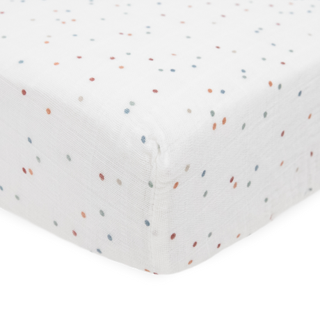 Cotton Muslin Crib Sheet - Dots - HoneyBug 
