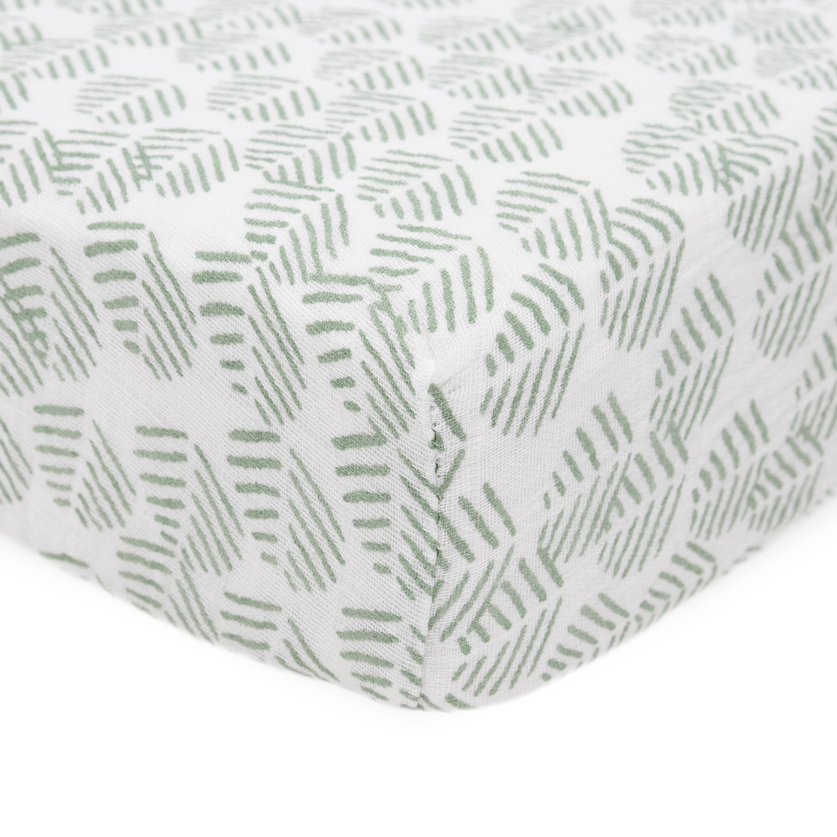 Cotton Muslin Crib Sheet - Leaf Motif - HoneyBug 