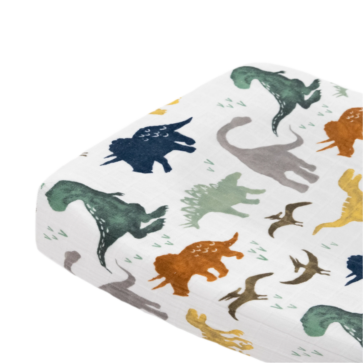 Cotton Muslin Changing Pad Cover - Dino Friends - HoneyBug 