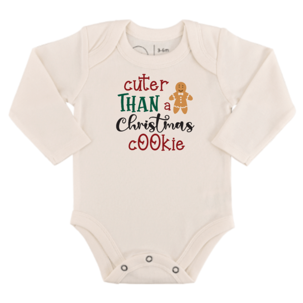long sleeve graphic bodysuit | christmas cookie - HoneyBug 