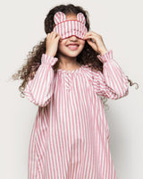 Girl's Twill Delphine Nightgown in Antique Red Ticking - HoneyBug 