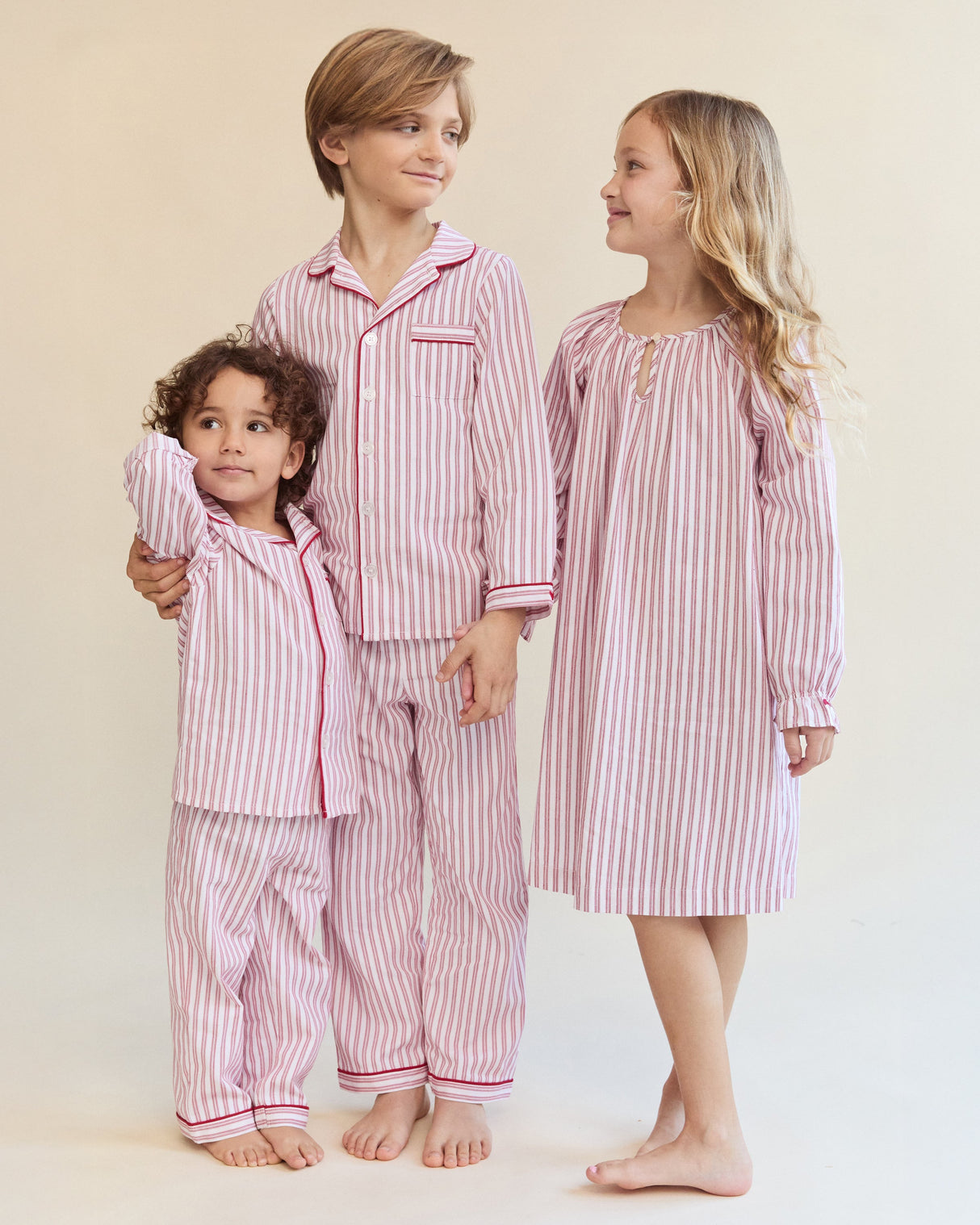 Girl's Twill Delphine Nightgown in Antique Red Ticking - HoneyBug 