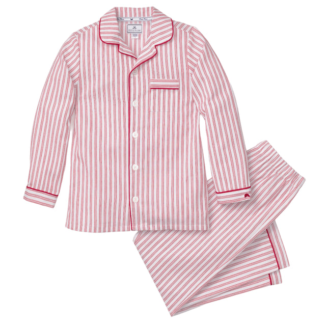 Kid's Twill Pajama Set in Antique Red Ticking - HoneyBug 