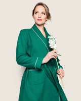 Women's Flannel Robe in Forest Green - HoneyBug 