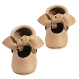 Weathered Brown Knotted Bow Baby Shoe - HoneyBug 
