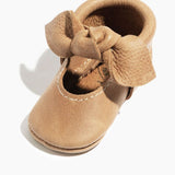 Weathered Brown Knotted Bow Baby Shoe - HoneyBug 