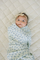 Blue Blossom Muslin Swaddle Blanket - HoneyBug 