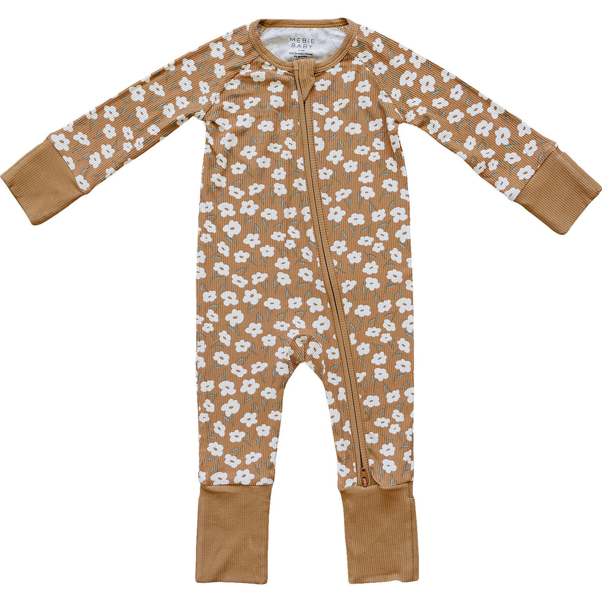 Mustard Floral Ribbed Bamboo Zipper - HoneyBug 