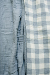 Dusty Blue Gingham Twin Muslin Quilt - HoneyBug 