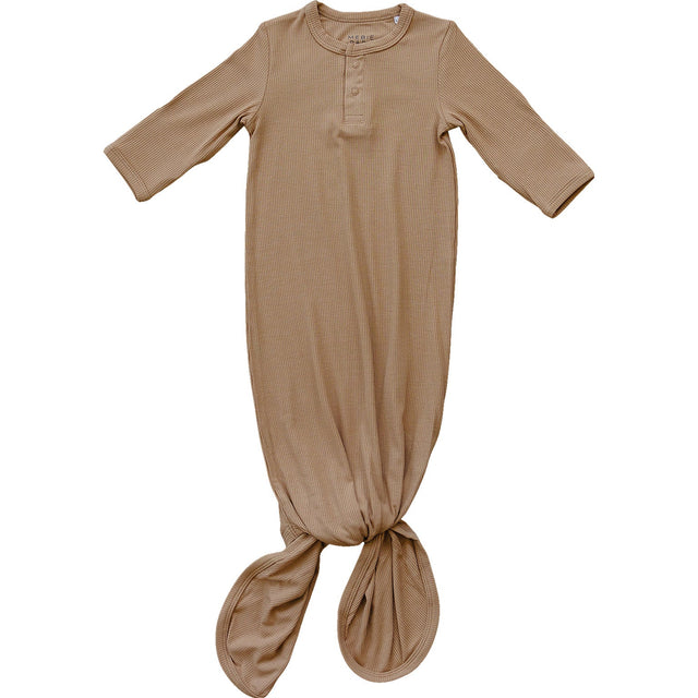 Latte Ribbed Bamboo Knot Gown - HoneyBug 