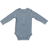 Heather Grey Bamboo Snap Long Sleeve Ribbed Bodysuit - HoneyBug 