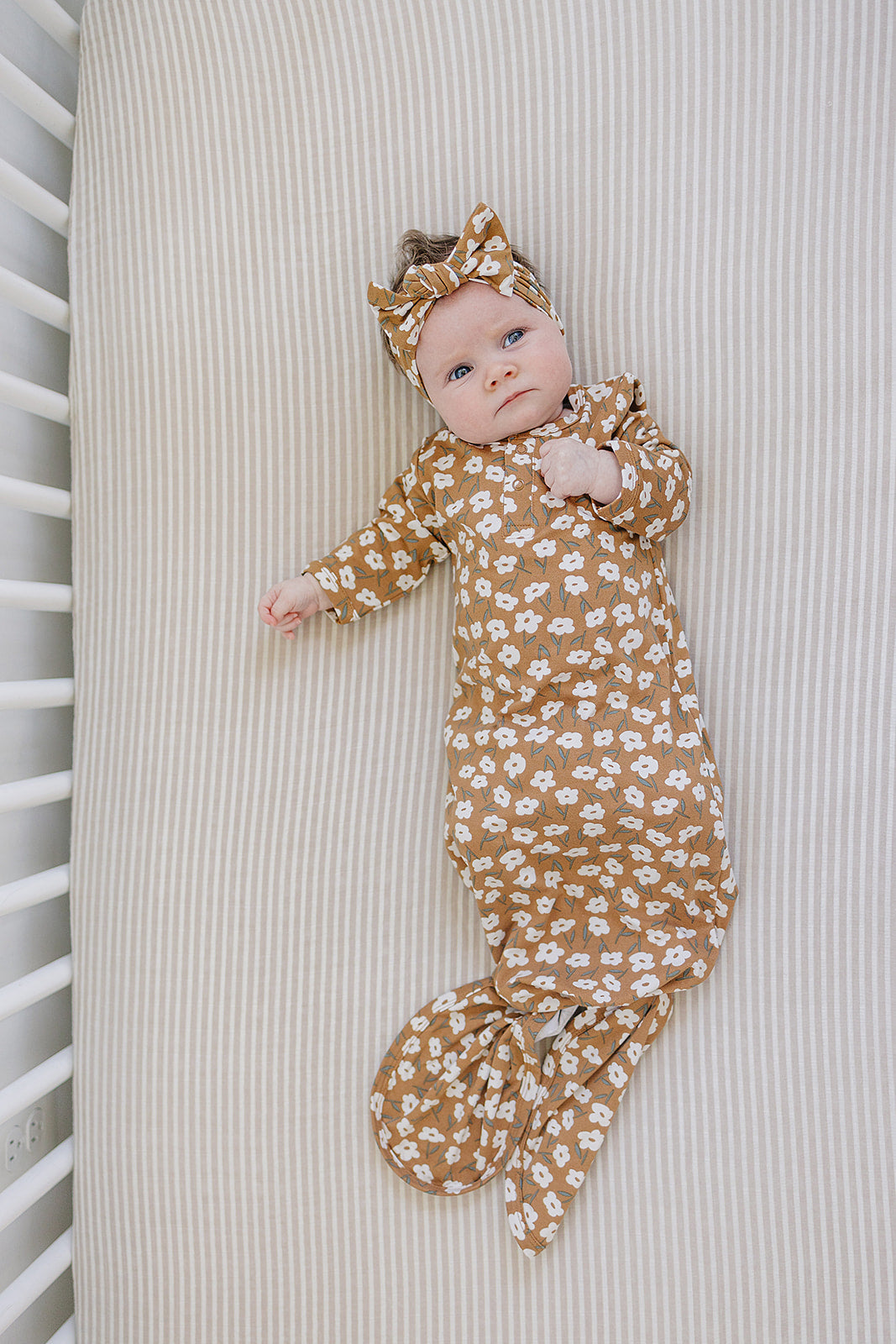 Mustard Floral Bamboo Head Wrap - HoneyBug 