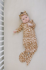 Mustard Floral Bamboo Head Wrap - HoneyBug 