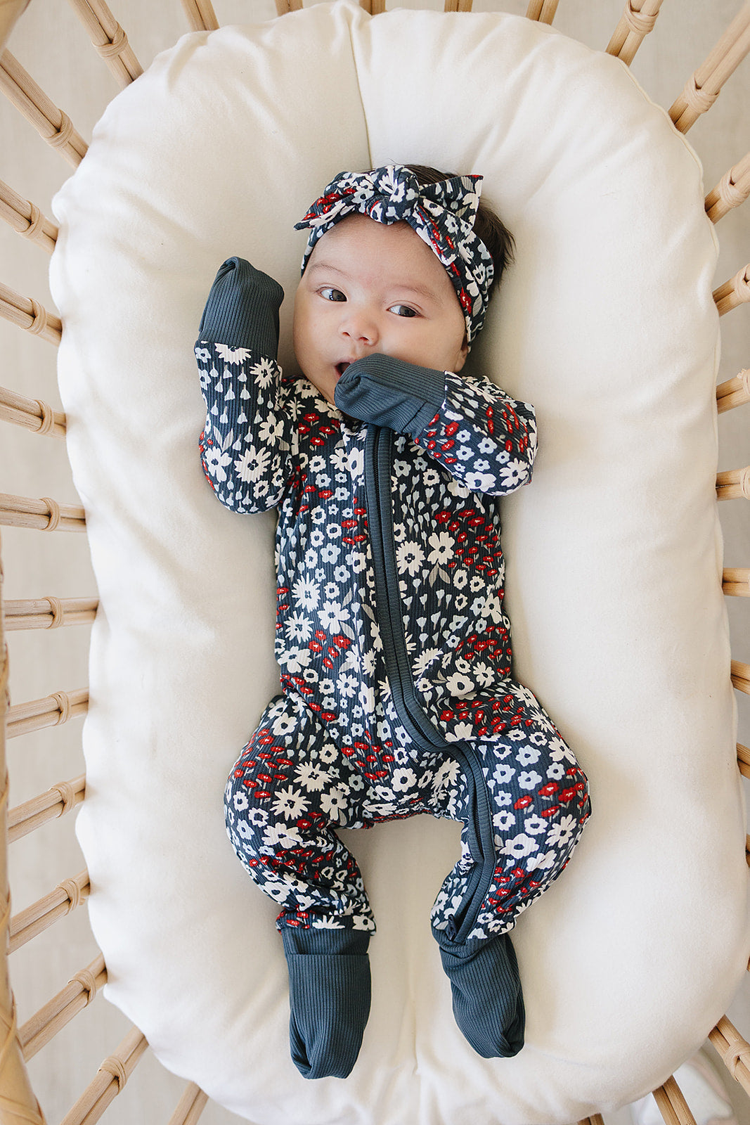 Americana Floral Ribbed Bamboo Head Wrap - HoneyBug 