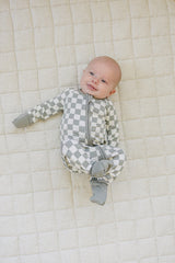 Light Green Checkered Bamboo Zipper - HoneyBug 