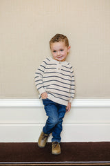 Stripe Button Knit Sweater - HoneyBug 