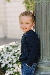 Navy Cable Knit Sweater - HoneyBug 