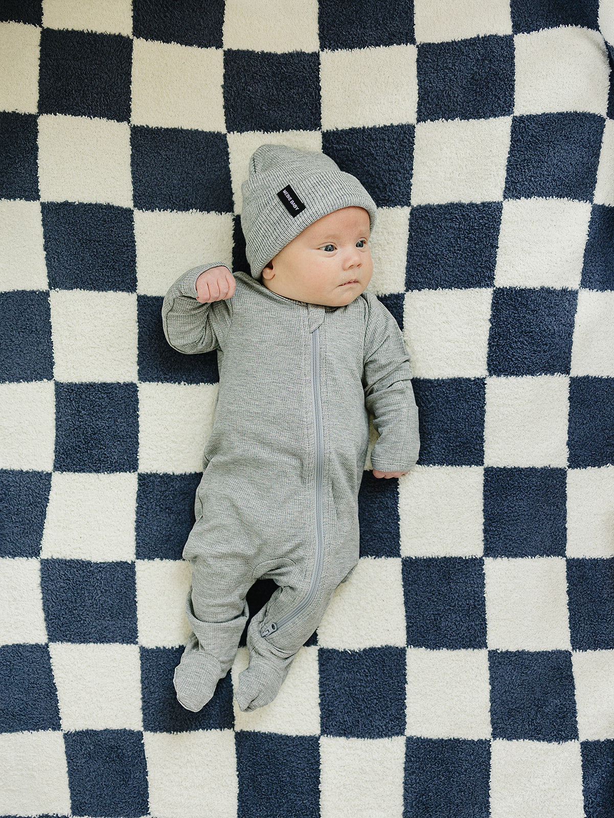 Heather Grey Ribbed Bamboo Zipper - HoneyBug 