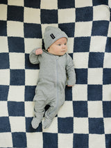 Heather Grey Ribbed Bamboo Zipper - HoneyBug 