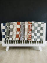 Navy Checkered Plush Blanket - HoneyBug 