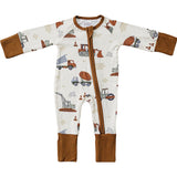 Construction Trucks Ribbed Bamboo Zipper - HoneyBug 