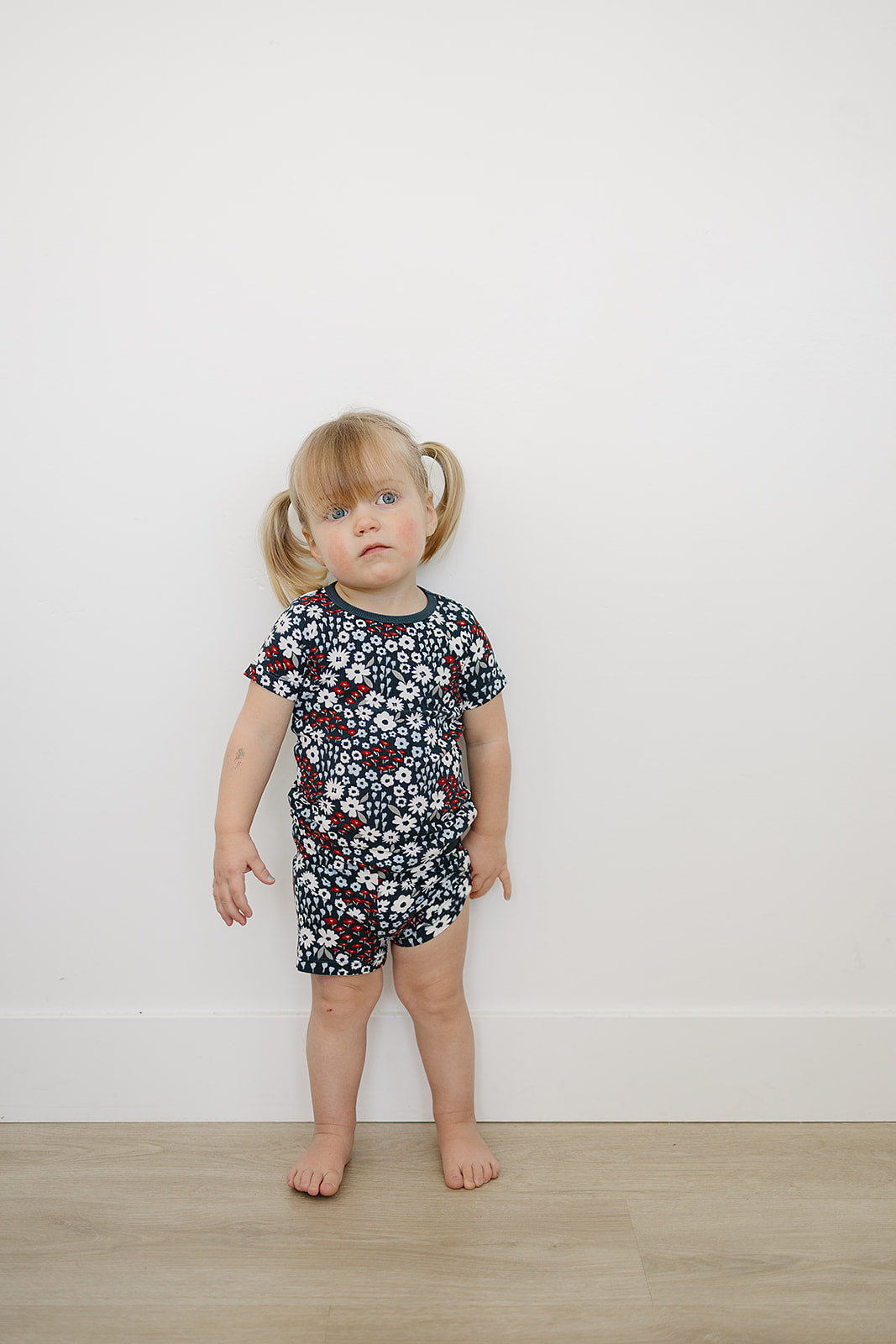 Americana Floral Ribbed Bamboo Cozy Short Set - HoneyBug 
