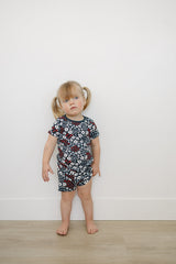 Americana Floral Ribbed Bamboo Cozy Short Set - HoneyBug 
