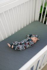 Navy Stripes Bamboo Stretch Crib Sheet - HoneyBug 