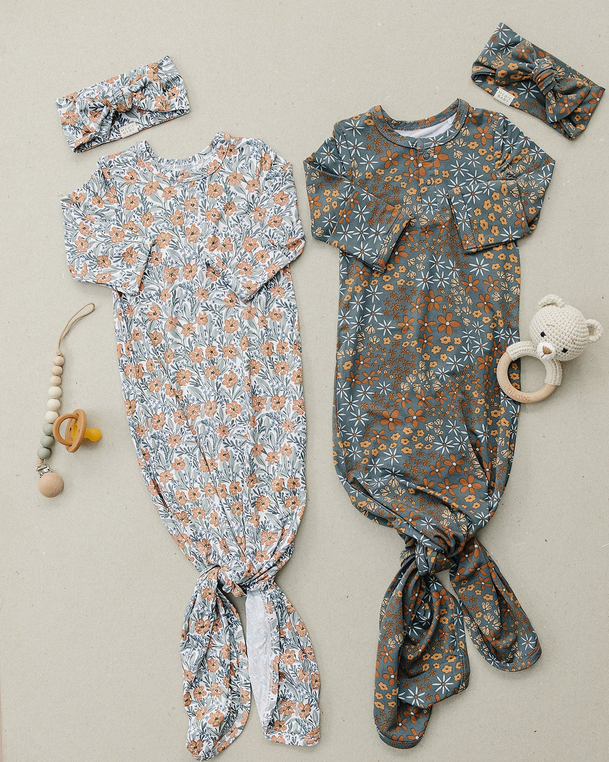 Navy Floral Bamboo Head Wrap - HoneyBug 