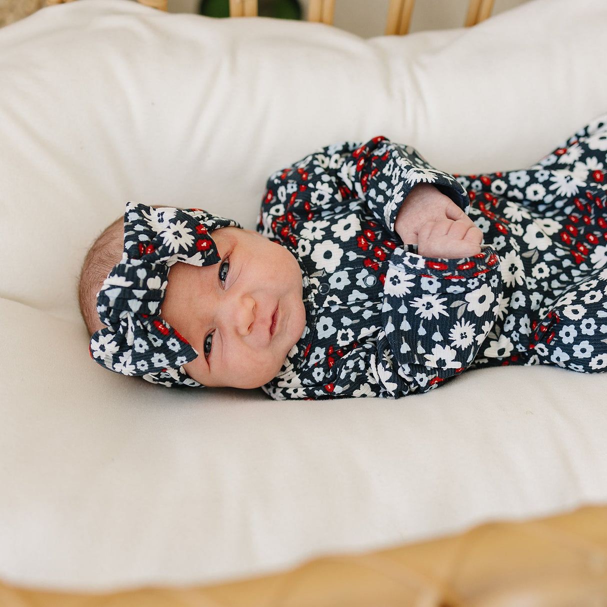 Americana Floral Ribbed Bamboo Head Wrap - HoneyBug 