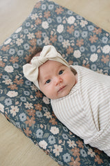 Midnight Floral Print Muslin Changing Pad Cover - HoneyBug 