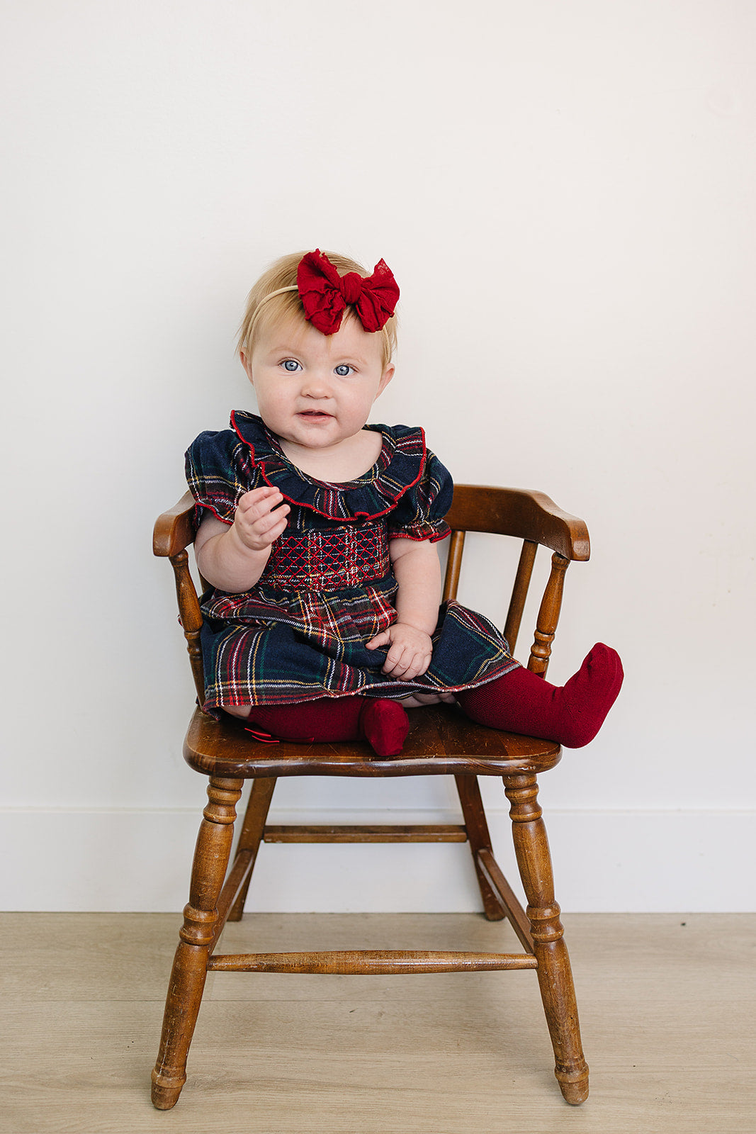 Christmas Plaid Smocked Dress - HoneyBug 