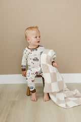 Construction Trucks Ribbed Cozy Set - HoneyBug 