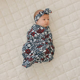 Americana Floral Ribbed Bamboo Stretch Swaddle - HoneyBug 