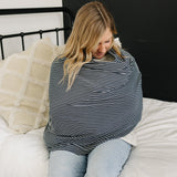 Navy Stripes Ribbed Bamboo Multi-Use Cover - HoneyBug 