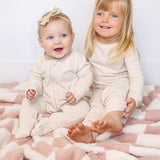 Pink Checkered Plush Blanket