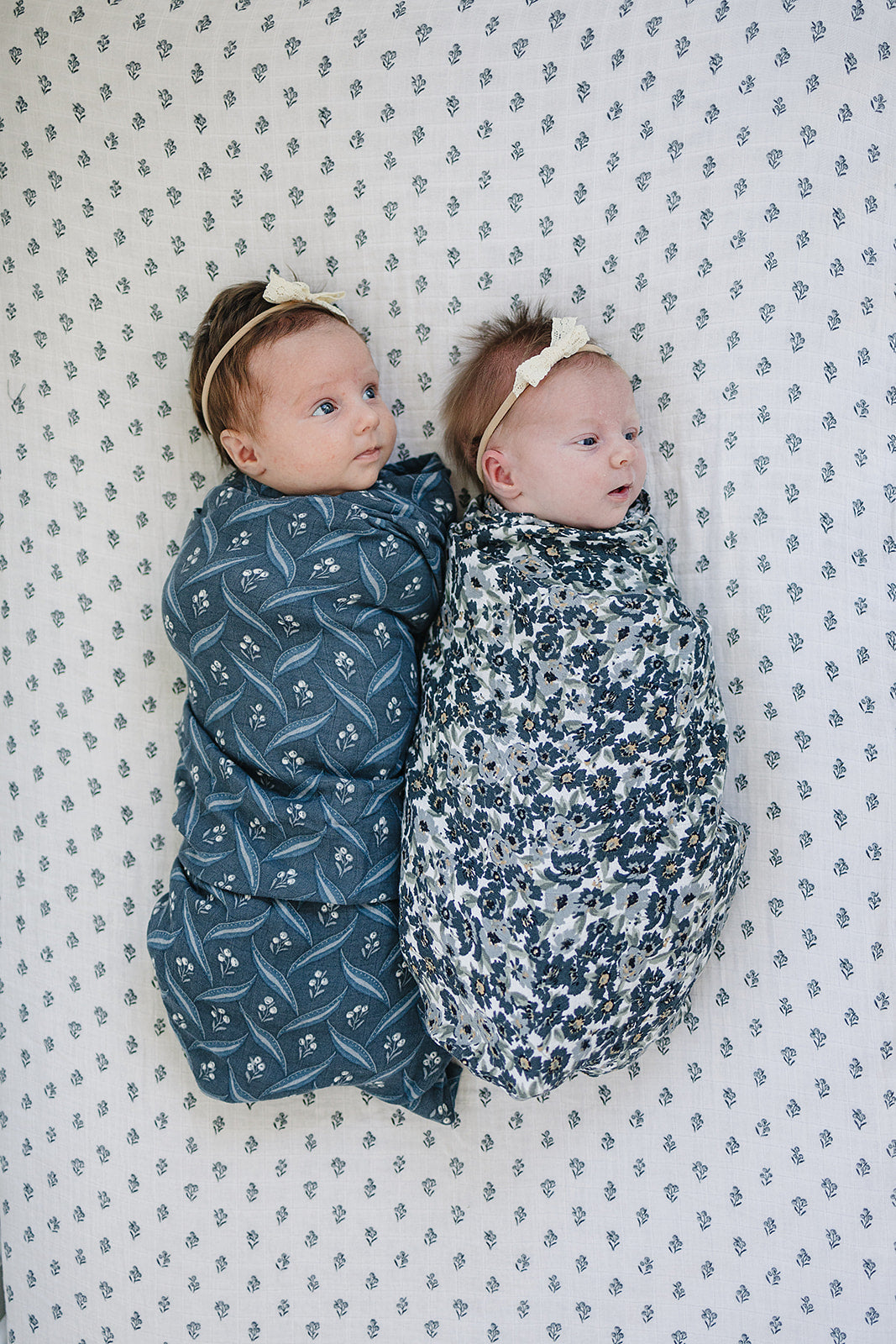 Navy Berry Muslin Swaddle Blanket - HoneyBug 