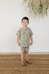 Palm Tree Button Short Set - HoneyBug 