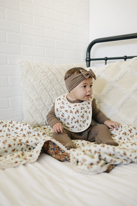 Autumn Bloom Classic Muslin Bib - HoneyBug 