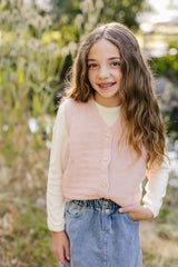 Pink Knit Button Down Vest - HoneyBug 