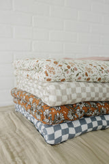 Taupe Checkered Twin Muslin Quilt - HoneyBug 