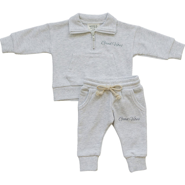Good Vibes Quarter Zip French Terry Set - HoneyBug 