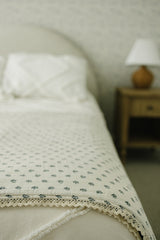 Navy Berry + Cream Berry Lace Twin Muslin Quilt - HoneyBug 